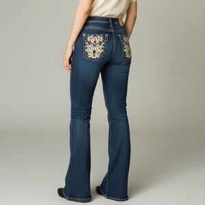 Angel LA Rhinestone Embellished Bootcut Jeans Bling Y2K Western Style 11/28